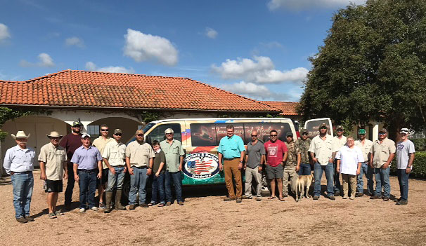 group photo at a ranch lodge