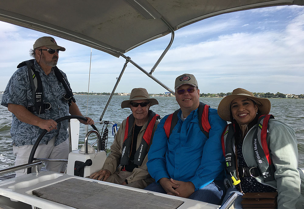 smiling group on boat ride